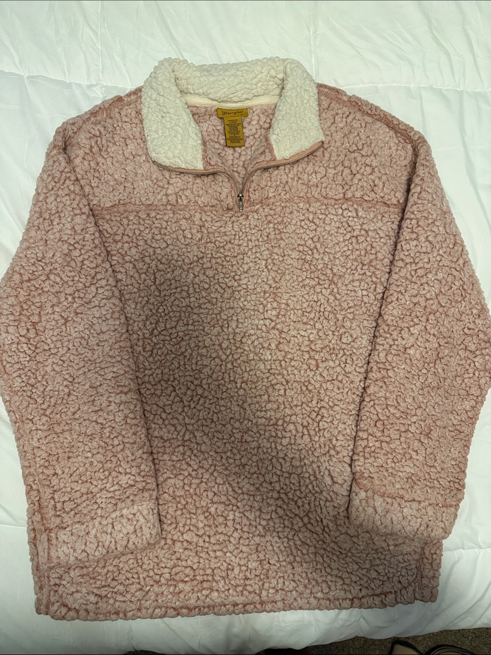 Wrangler Women’s Pink Sherpa Quarter-Zip Sweater